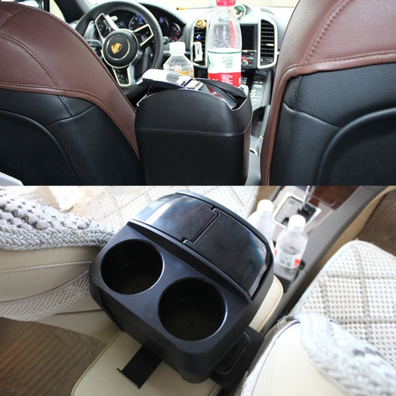 SHUNWEI SD-1605 Multifunction 3 in 1 Car Cup Holder Drink Bottle Can Garbage Can Portable Vehicle Trash Can Bin Rubbish Bin Organizer(Black)