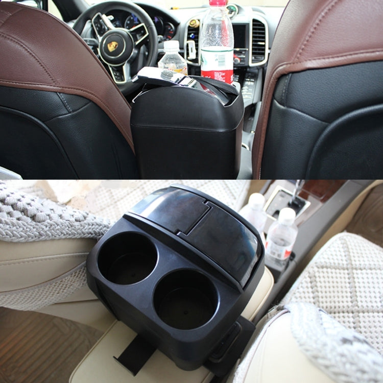SHUNWEI SD-1605 Multifunction 3 in 1 Car Cup Holder Drink Bottle Can Garbage Can Portable Vehicle Trash Can Bin Rubbish Bin Organizer(Black)