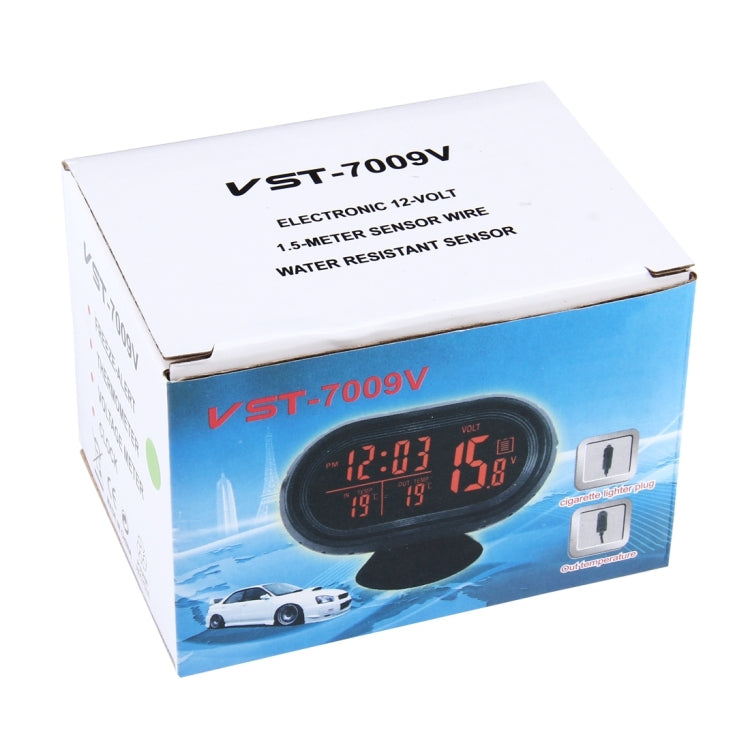 VST-7009V 4 In 1 Digital Car Thermometer Voltage Meter Luminous Clock Tester Detector LCD Monitor Back light(Blue Light) - Clocks & Car Meters by PMC TechLife | Online Shopping South Africa | PMC TechLife | Buy Now Pay Later Mobicred