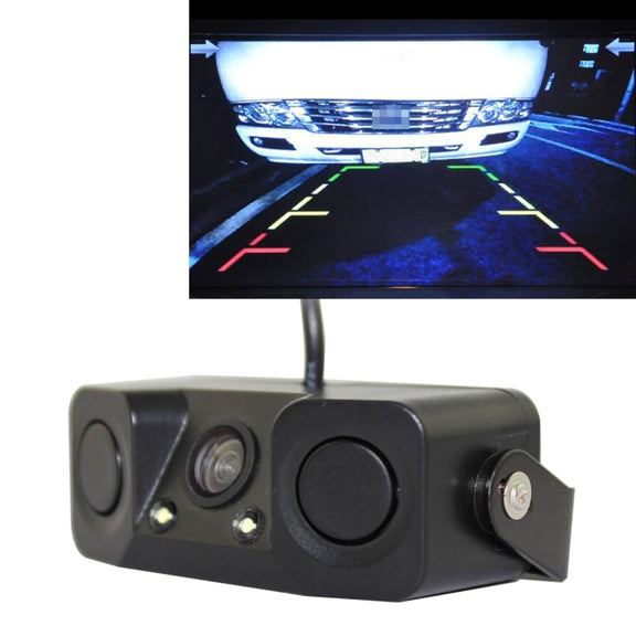 PZ-451 Car Camera LED Lights Parking Sensor 3 in 1  Night Vision Camera Monitor with Buzzer,DC 12V, 720 x 504 pixels,Lens Angle:120 degree