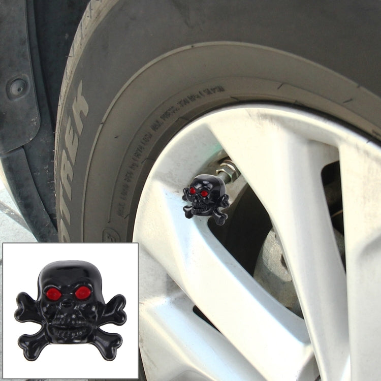 4 PCS Universal Skull Shape Gas Cap Mouthpiece Cover Gas Cap Tire Cap Car Motor Bicycle Tire Valve Caps(Black) - Tire Valve Caps by PMC TechLife | Online Shopping South Africa | PMC TechLife | Buy Now Pay Later Mobicred