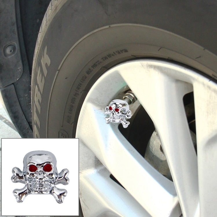 4 PCS Universal Skull Shape Gas Cap Mouthpiece Cover Gas Cap Tire Cap Car Motor Bicycle Tire Valve Caps(Silver) - Tire Valve Caps by PMC TechLife | Online Shopping South Africa | PMC TechLife | Buy Now Pay Later Mobicred