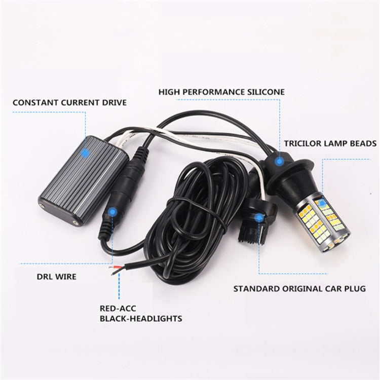 T20/7740 DC12V 3.7W 81 SMD-3030-LEDs Three Color Car DRL&Turn Light, Length: 2m - Running Lights by PMC TechLife | Online Shopping South Africa | PMC TechLife | Buy Now Pay Later Mobicred