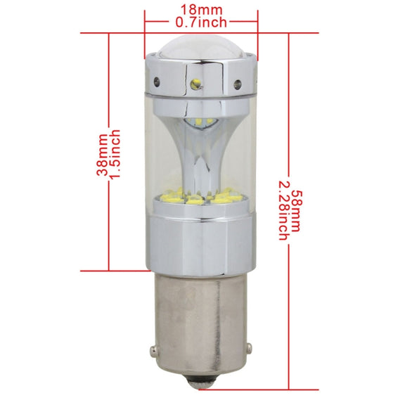 2 PCS 1156 60W 1200 LM 6000K Car Auto Brake Lights Turn Light Backup Light with 12 XB-D Lamps, DC 12V (White Light)