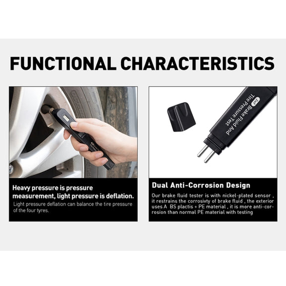 Car 2 in 1 Diagnostic Tool Brake Fluid Liquid Tire Pressure Tester