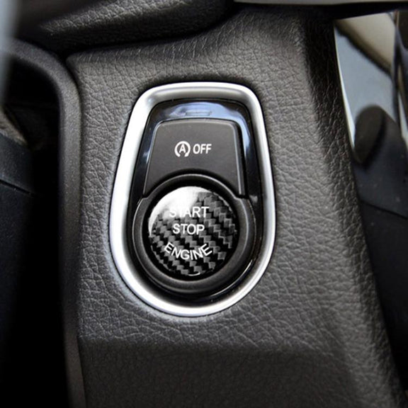 Car Carbon Fiber Engine Start Button Decoration Cover Trim Black for BMW F Chassis