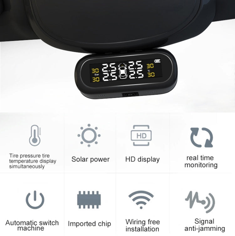 Universal Car Wireless Solar Energy TPMS Tire Pressure Alarm System External Tire Monitor - Tire Pressure Gauges by PMC TechLife | Online Shopping South Africa | PMC TechLife | Buy Now Pay Later Mobicred