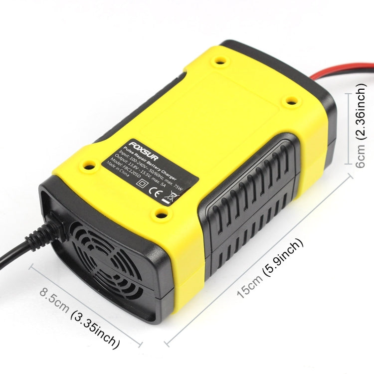 FOXSUR 12V 6A Intelligent Universal Battery Charger for Car Motorcycle, Length: 55cm, US Plug(Yellow) - Battery Charger by FOXSUR | Online Shopping South Africa | PMC TechLife | Buy Now Pay Later Mobicred