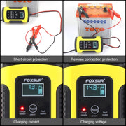 FOXSUR 12V 6A Intelligent Universal Battery Charger for Car Motorcycle, Length: 55cm, US Plug(Yellow)