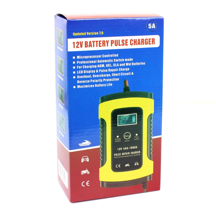 FOXSUR 12V 6A Intelligent Universal Battery Charger for Car Motorcycle, Length: 55cm, US Plug(Yellow) - Battery Charger by FOXSUR | Online Shopping South Africa | PMC TechLife | Buy Now Pay Later Mobicred