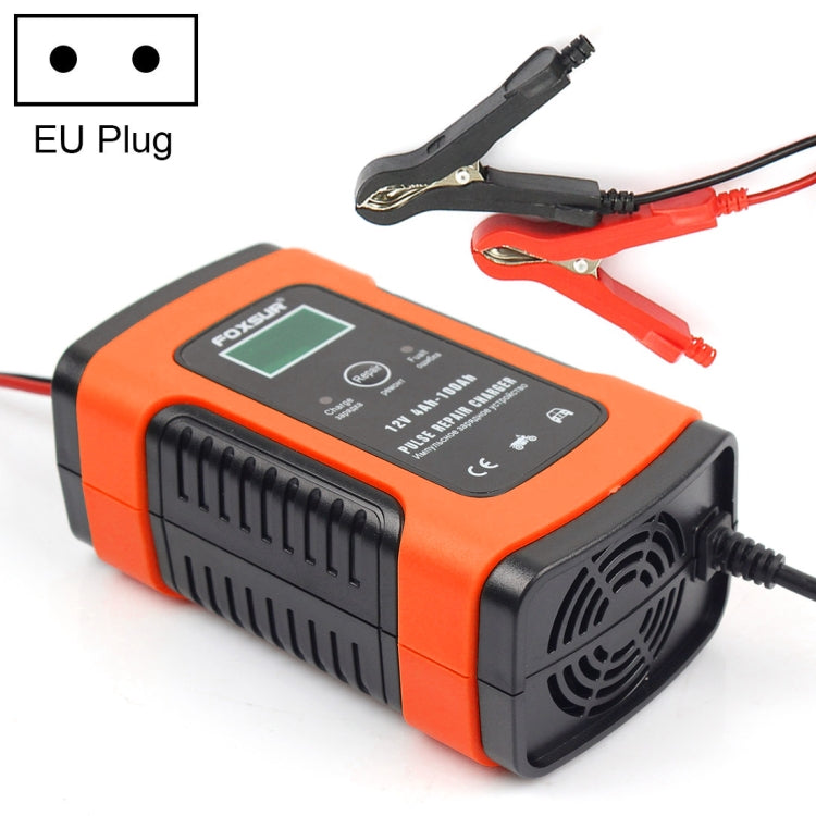 FOXSUR 12V 6A Intelligent Universal Battery Charger for Car Motorcycle, Length: 55cm, EU Plug(Red) - Battery Charger by FOXSUR | Online Shopping South Africa | PMC TechLife | Buy Now Pay Later Mobicred