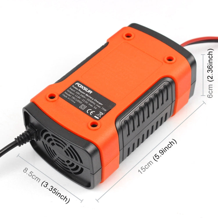 12V 6A Intelligent Universal Battery Charger for Car Motorcycle, Length: 55cm, UK Plug(Red) - Battery Charger by FOXSUR | Online Shopping South Africa | PMC TechLife | Buy Now Pay Later Mobicred