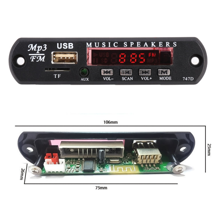 Car 12V Audio Bluetooth MP3 Player Decoder Board FM Radio TF USB 3.5 mm AUX, without Recording - Car MP3 & MP4 & MP5 by PMC TechLife | Online Shopping South Africa | PMC TechLife | Buy Now Pay Later Mobicred
