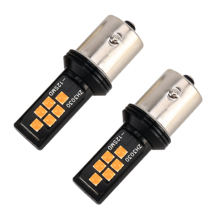 2 PCS 1156 DC9-16V / 3.5W Car Auto Turn Lights 12LEDs SMD-ZH3030 Lamps, with Constant Current(Yellow Light) - Arrow Turn Lights by PMC TechLife | Online Shopping South Africa | PMC TechLife | Buy Now Pay Later Mobicred