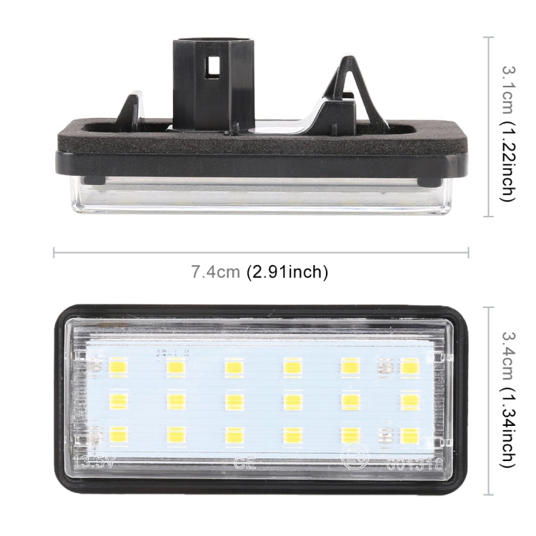 2 PCS DC12V / 1.5W/ 6000K / 100LM Car LED License Plate Light 18LEDs SMD-3528 Lamps for Lexus(White Light) - License Plate Lights by PMC TechLife | Online Shopping South Africa | PMC TechLife | Buy Now Pay Later Mobicred