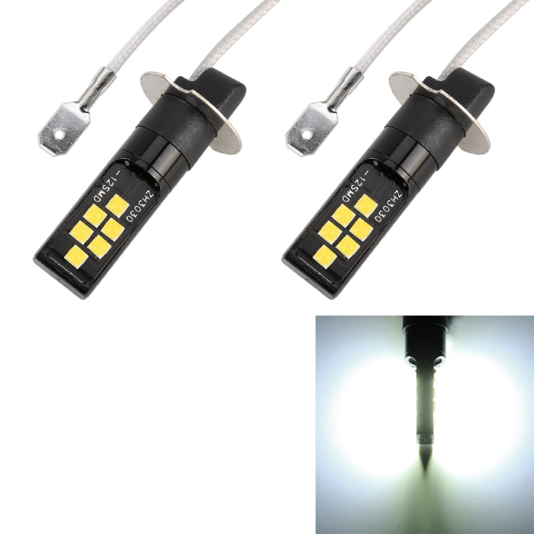 2 PCS H3 DC9-16V / 3.5W / 6000K / 320LM Car Auto Fog Light 12LEDs SMD-ZH3030 Lamps, with Constant Current (White Light) - Fog / Driving Lights by PMC TechLife | Online Shopping South Africa | PMC TechLife | Buy Now Pay Later Mobicred