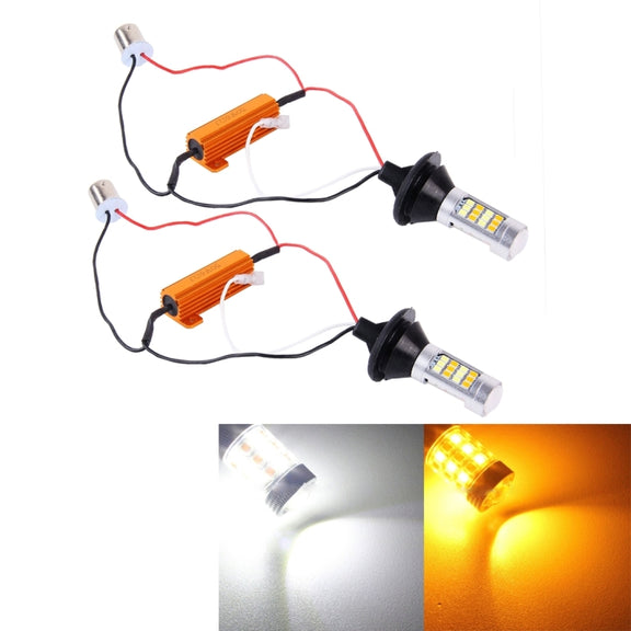 2 PCS 1156/BA15S/BAU15S 10W 1000 LM 6000K White + Yellow Light DRL&Turn Light with 42 SMD-2835-LED Lamp���DC 12-24V