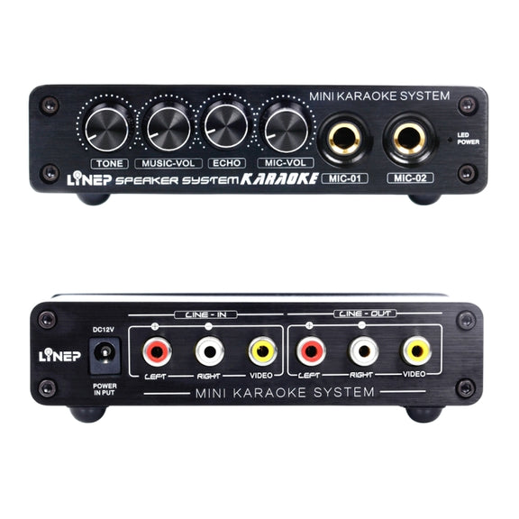 A933 Mini Karaoke Machine System Sound Mixer Amplifier for PC / TV / Mobile Phones, Support RCA in / 2 Channel Mic in(Black)