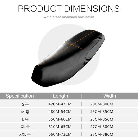 Water-resistant Motorcycle Black Leather Seat Cover Prevent Bask In Seat Scooter Cushion Protect, Size: L, Length: 55-60cm; Width: 25-35cm