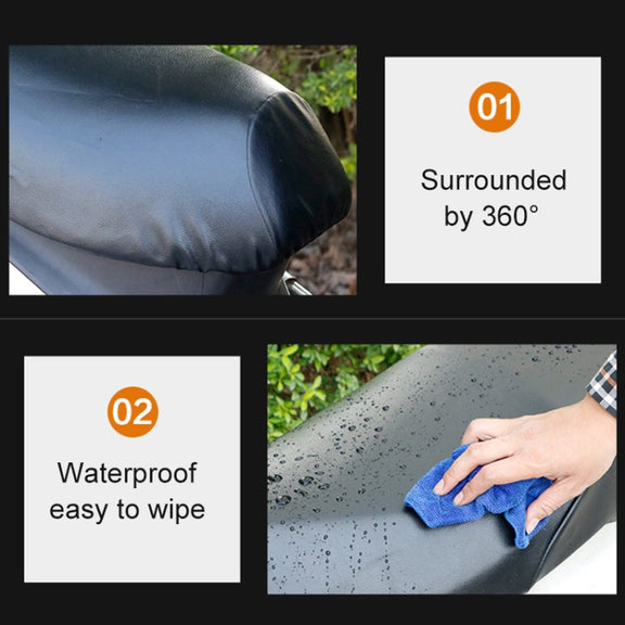Water-resistant Motorcycle Black Leather Seat Cover Prevent Bask In Seat Scooter Cushion Protect, Size: L, Length: 55-60cm; Width: 25-35cm