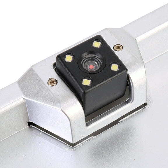 JX-9488 720x540 Effective Pixel NTSC 60HZ CMOS II Universal Water-resistant Car Rear View Backup Camera with 2W 80LM 5000K White Light 4LED Lamp, DC 12V, Wire Length: 4m(Silver)
