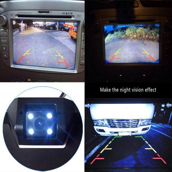 JX-9488 720x540 Effective Pixel NTSC 60HZ CMOS II Universal Water-resistant Car Rear View Backup Camera with 2W 80LM 5000K White Light 4LED Lamp, DC 12V, Wire Length: 4m(Silver)