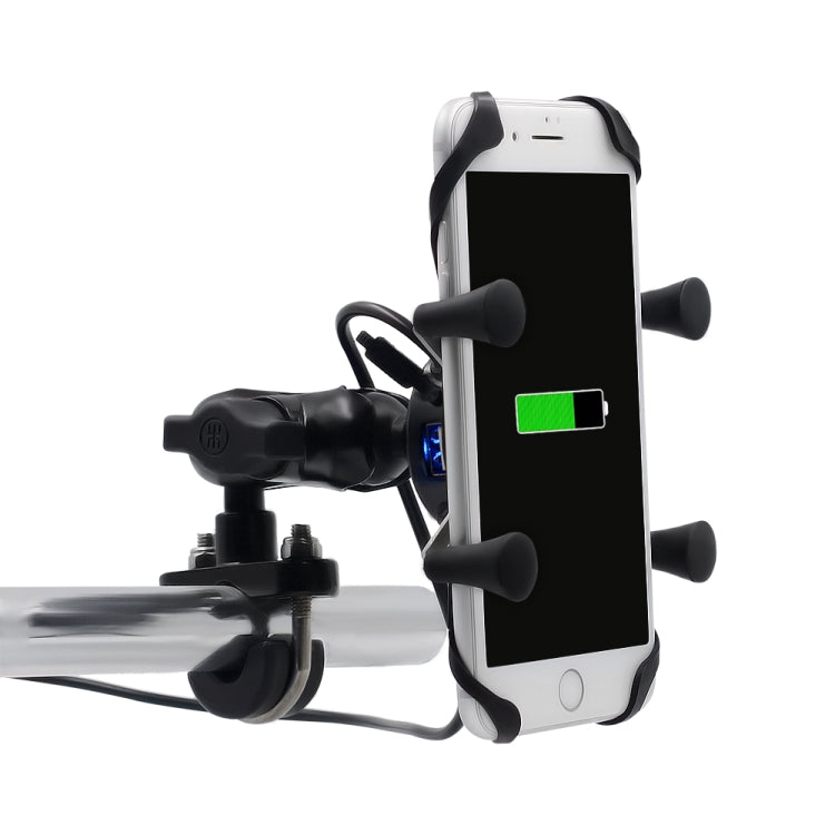 Motorcycle X Shape Aluminum Alloy Phone Bracket 5V 2.1A Phone Charger - Battery Charger by PMC TechLife | Online Shopping South Africa | PMC TechLife | Buy Now Pay Later Mobicred