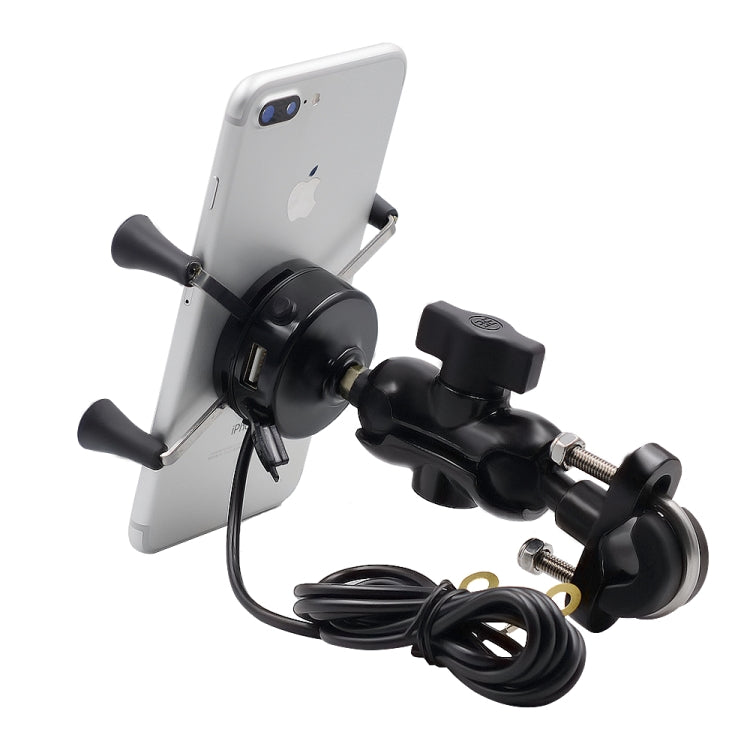 Motorcycle X Shape Aluminum Alloy Phone Bracket 5V 2.1A Phone Charger - Battery Charger by PMC TechLife | Online Shopping South Africa | PMC TechLife | Buy Now Pay Later Mobicred