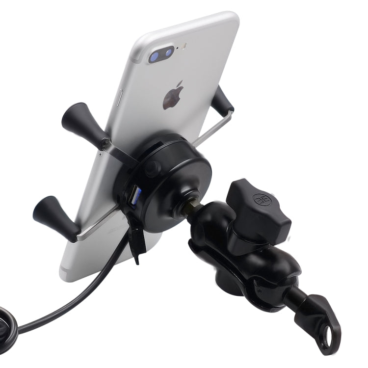Motorcycle X Shape Aluminum Alloy Phone Bracket 5V 2.1A Phone Charger - Battery Charger by PMC TechLife | Online Shopping South Africa | PMC TechLife | Buy Now Pay Later Mobicred