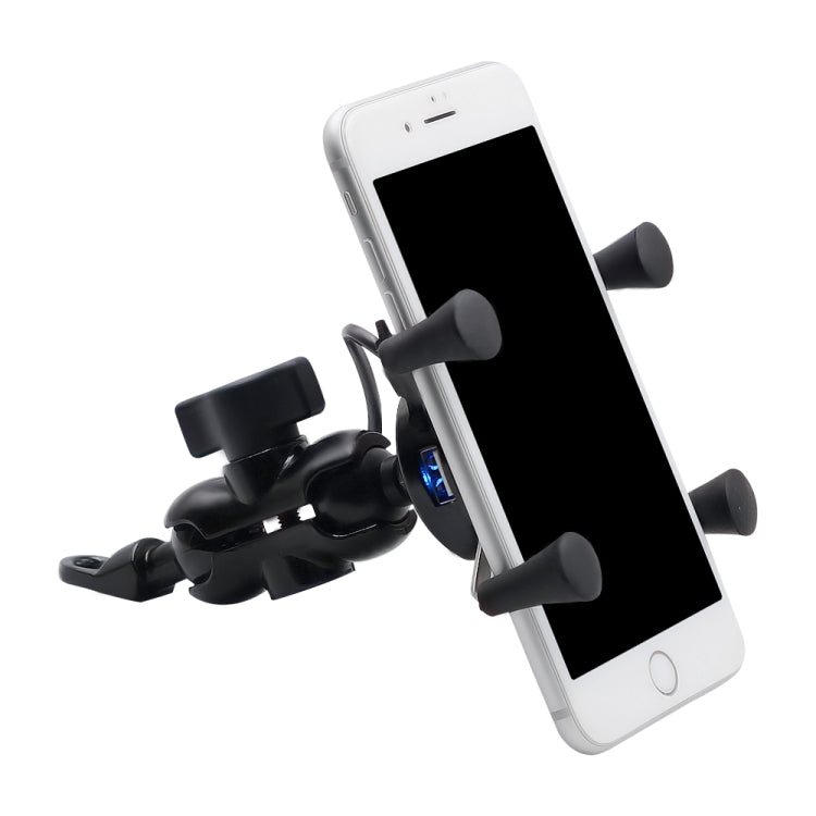 Motorcycle X Shape Aluminum Alloy Phone Bracket 5V 2.1A Phone Charger - Battery Charger by PMC TechLife | Online Shopping South Africa | PMC TechLife | Buy Now Pay Later Mobicred