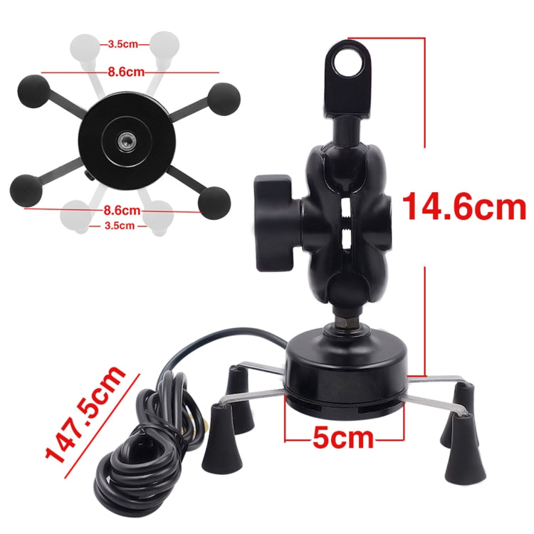 Motorcycle X Shape Aluminum Alloy Phone Bracket 5V 2.1A Phone Charger - Battery Charger by PMC TechLife | Online Shopping South Africa | PMC TechLife | Buy Now Pay Later Mobicred