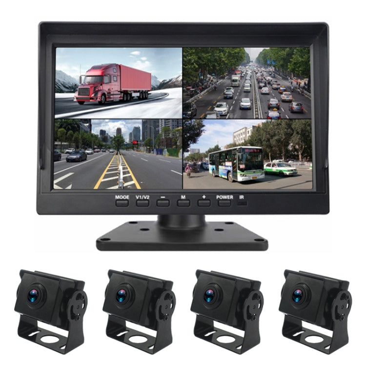 PZ612-4AHD IP67 120 Degree Car AHD 1080P 2 Megapixels 10 inch 4-Way Rearview Mirror Monitor, Night Vision Full Color, with Video Function - Rear View Cameras by PMC TechLife | Online Shopping South Africa | PMC TechLife | Buy Now Pay Later Mobicred