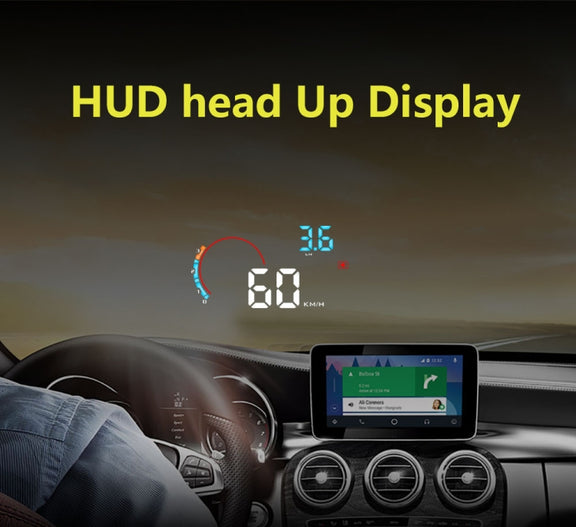 D2500 OBD2+GPS 4 inch Vehicle-mounted Head Up Display Security System, Support Car Speed / Engine Revolving Speed Display / Water Temperature / Battery Voltage / Running Speed & Direction & Distance