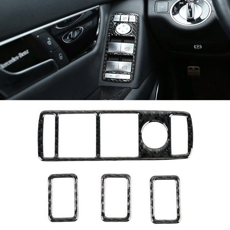 4 PCS Car Window Lift Panel Carbon Fiber Decorative Sticker for Mercedes-Benz W204 2007-2010 - Car Interior Mouldings by PMC Jewellery | Online Shopping South Africa | PMC Jewellery | Buy Now Pay Later Mobicred
