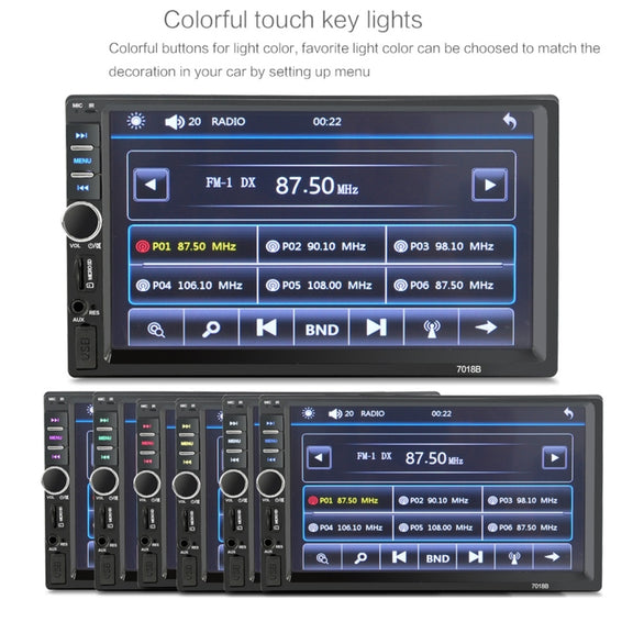 7018B 7.0 inch HD Touch Screen Dual DIN Car Radio Bluetooth Stereo MP3 / MP4 / MP5 Player with Remote Control, with Rearview Camera, 6800 Module, Support  FM / TF Card / USB Flash Disk