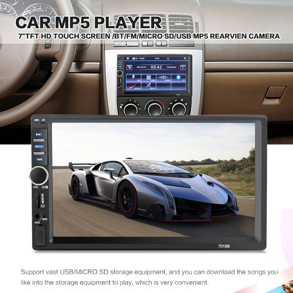 7018B 7.0 inch HD Touch Screen Dual DIN Car Radio Bluetooth Stereo MP3 / MP4 / MP5 Player with Remote Control, with Rearview Camera, 6800 Module, Support  FM / TF Card / USB Flash Disk