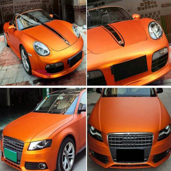 8m * 0.5m Ice Blue Metallic Matte Icy Ice Car Decal Wrap Auto Wrapping Vehicle Sticker Motorcycle Sheet Tint Vinyl Air Bubble Sticker(Orange)