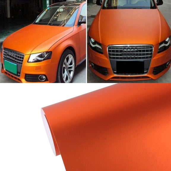 8m * 0.5m Ice Blue Metallic Matte Icy Ice Car Decal Wrap Auto Wrapping Vehicle Sticker Motorcycle Sheet Tint Vinyl Air Bubble Sticker(Orange)