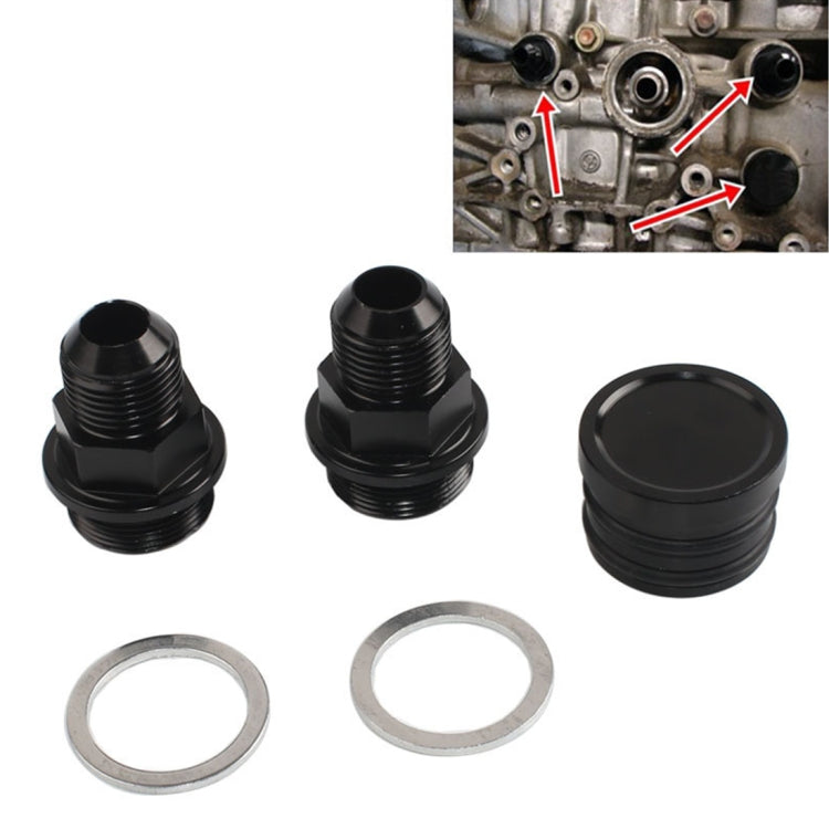 M28~10AN Black Engine Rear Block Breather Fitting Adapter for Honda Oil Catch Can B16 B18C - Engine Fittings by PMC TechLife | Online Shopping South Africa | PMC TechLife