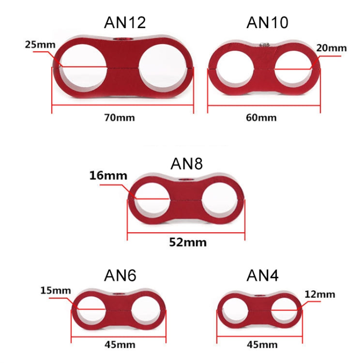 AN8 Automotive 2-hole High Pressure Tubing Fixing Clip Car Tubing Clamp Aluminum Alloy Clip Tubing Separator, Random Color Delivery