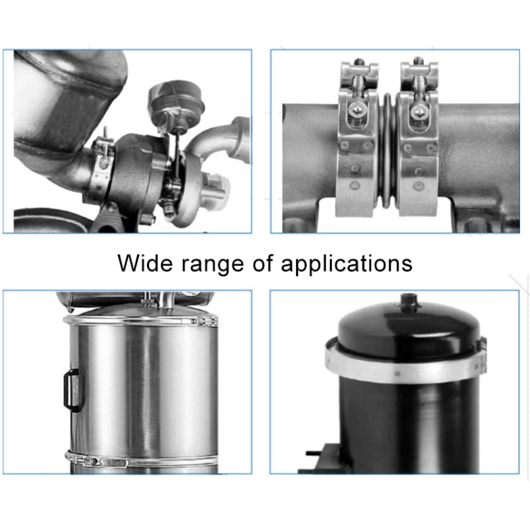 2.5 inch Car Turbo Exhaust Downpipe V-Band Clamp Stainless Steel 304 Flange Clamp - Booster Cable & Clip by PMC TechLife | Online Shopping South Africa | PMC TechLife | Buy Now Pay Later Mobicred