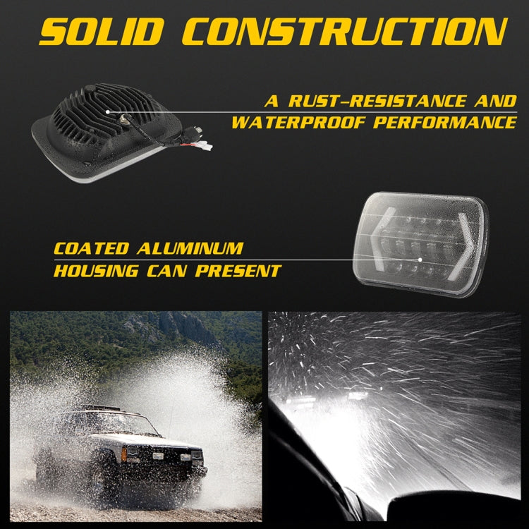 7 inch H4 DC 9V-30V 3000LM 6000K 30W IP67 8LED Lamp Beads Car Square Shape LED Headlight Lamps for Jeep Wrangler