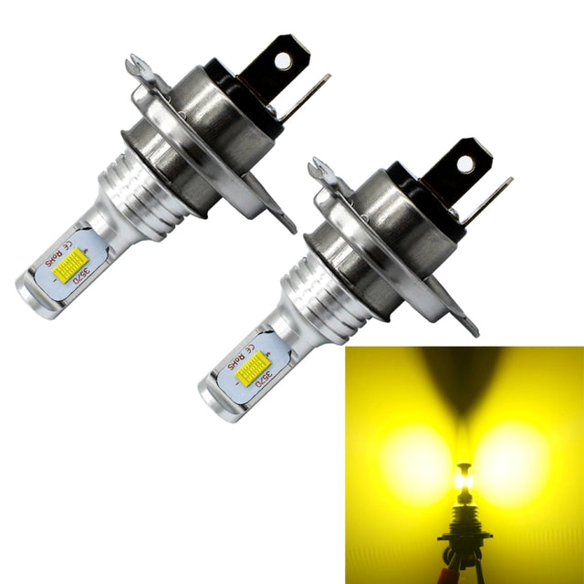 2 PCS H4 72W 1000LM 6000-6500K Super Bright White Light Car Fog LED Bulbs, DC 12-24V (Yellow Light)