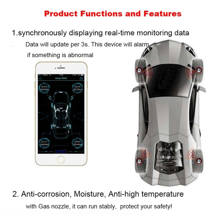 VC601 TPMS 4 Built-in Sensors Tire Pressure Monitoring Alarming System Diagnostic-tool with Bluetooth 4.0 Work on Android / iOS / iPad - Tire Pressure Gauges by PMC TechLife | Online Shopping South Africa | PMC TechLife | Buy Now Pay Later Mobicred