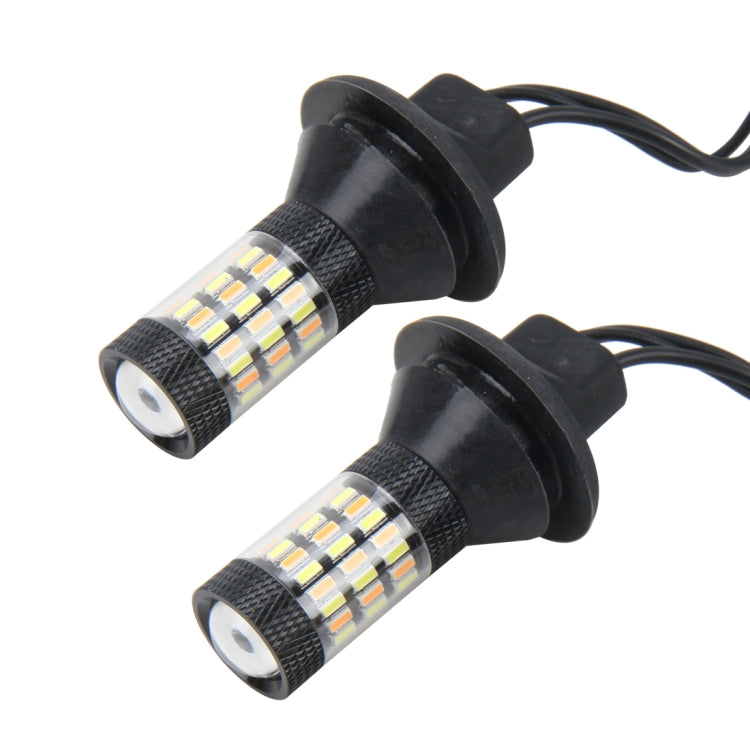 2 PCS 3156 5W 450LM 60LEDs DC 12V SMD-4014 Car Auto Brake Light Turn Signal Lights Car Source Set(White Light+Yellow Light), Cable Length: 40cm - Brake Lights by PMC TechLife | Online Shopping South Africa | PMC TechLife | Buy Now Pay Later Mobicred