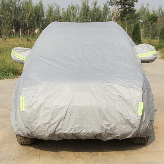 Oxford Cloth Anti-Dust Water-resistant Sunproof Flame Retardant Breathable Indoor Outdoor Full Car Cover Sun UV Snow Dust Resistant Protection SUV Car Cover with Warning Strips, Fits Cars up to 4.7m(183 inch) in Length
