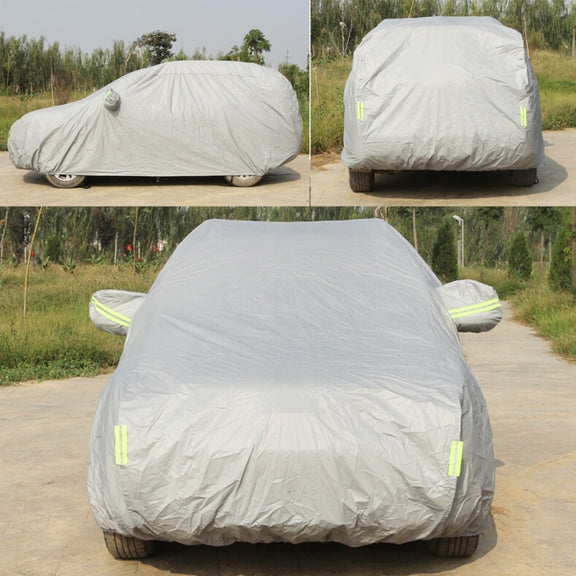 Oxford Cloth Anti-Dust Water-resistant Sunproof Flame Retardant Breathable Indoor Outdoor Full Car Cover Sun UV Snow Dust Resistant Protection SUV Car Cover with Warning Strips, Fits Cars up to 4.8m(187 inch) in Length