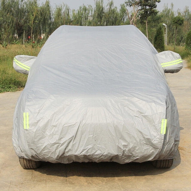 Oxford Cloth Anti-Dust Water-resistant Sunproof Flame Retardant Breathable Indoor Outdoor Full Car Cover Sun UV Snow Dust Resistant Protection SUV Car Cover with Warning Strips, Fits Cars up to 4.8m(187 inch) in Length