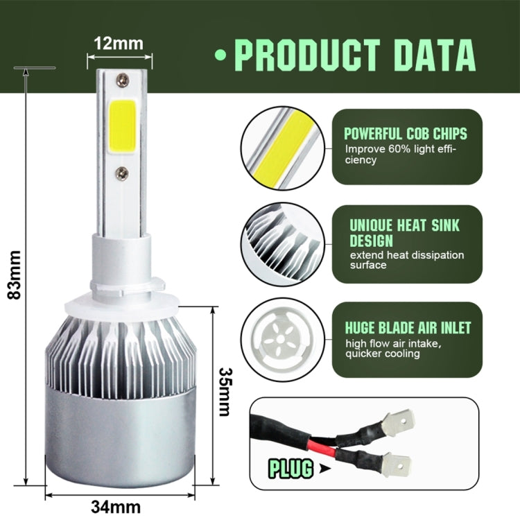 2pcs 880/881 18W 1800LM 6000K Waterproof IP68 Car Auto LED Headlight with 2 COB LED Lamps, DC 9-36V(White Light) - LED Headlamps by PMC TechLife | Online Shopping South Africa | PMC TechLife | Buy Now Pay Later Mobicred