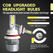 2pcs 9004 18W 1800LM 6000K Water-resistant IP68 Car Auto LED Headlight with 2 COB LED Lamps, DC 9-36V(White Light)